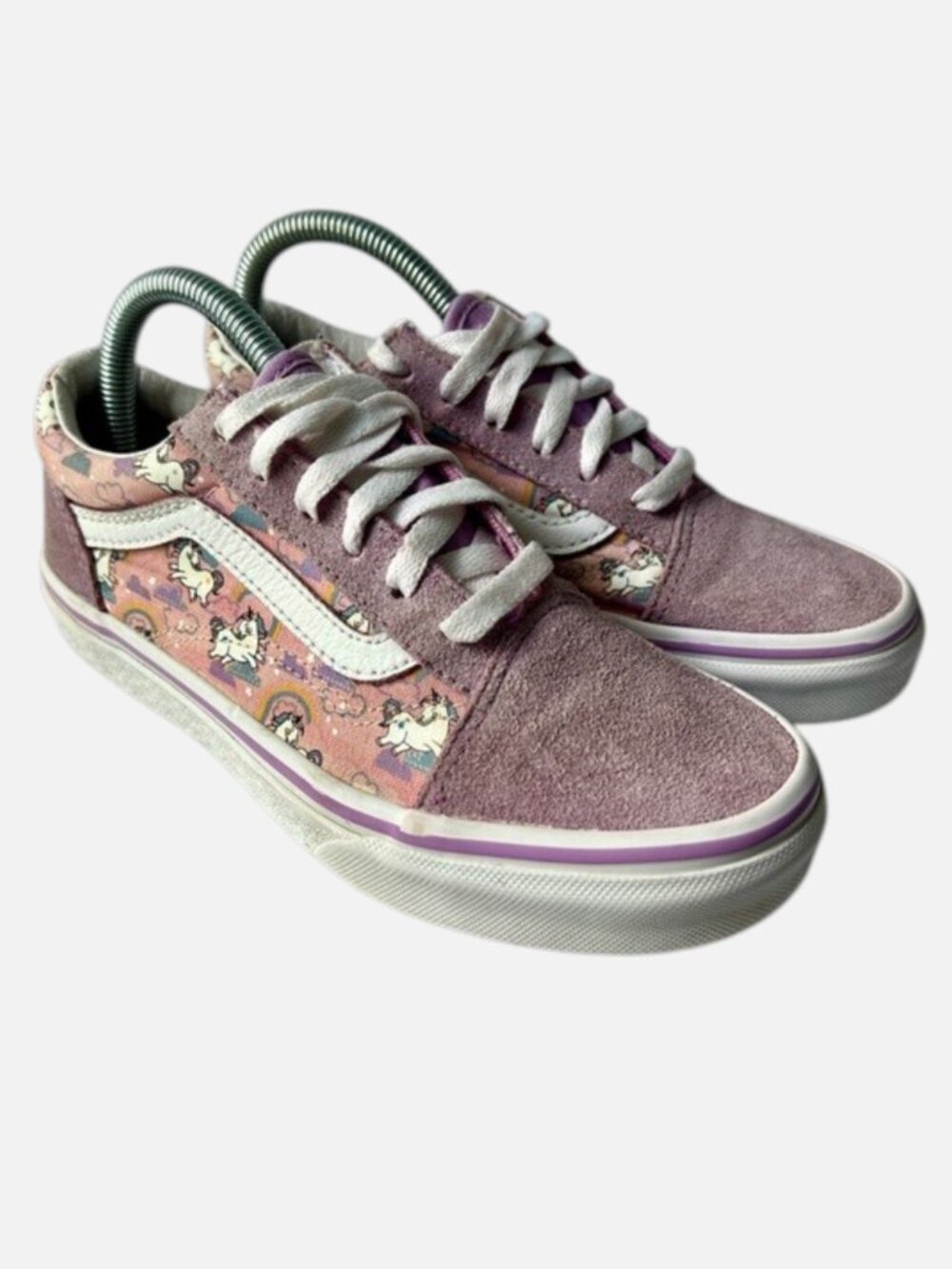 Vans Kids 3 Old Skool Mythical Glow Unicorn Rainbow Purple Suede Sneakers